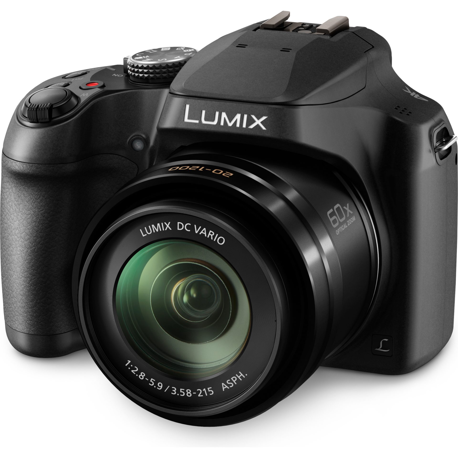 Panasonic DC-FZ82 Lumix kompaktní fotoaparát (širokoúhlý zoom objektiv 20-1200 mm, 4K funkce, Live View Finder), černá