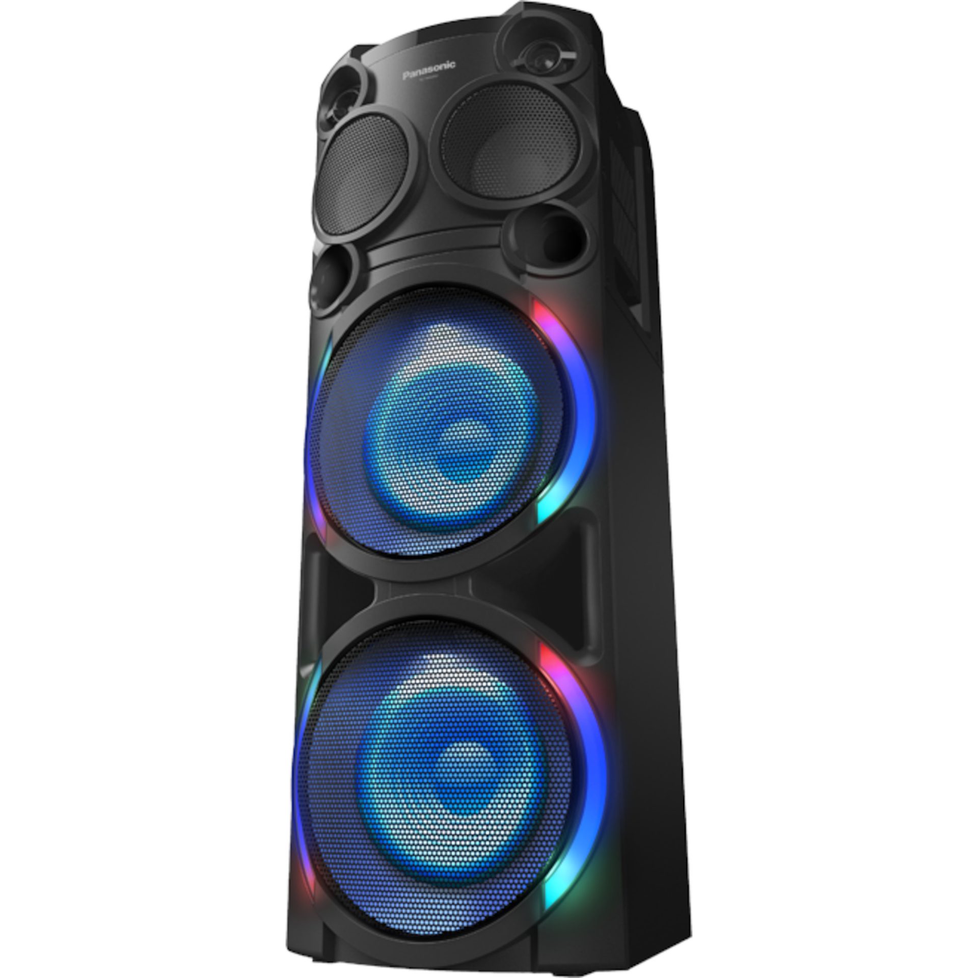 Panasonic SC-TMAX50 Wireless Party Speaker (2000W, 2 x 20cm subwoofery, AIRQUAKE BASS, Karaoke, DJ Jukebox, místní přednastavený ekvalizér), černá