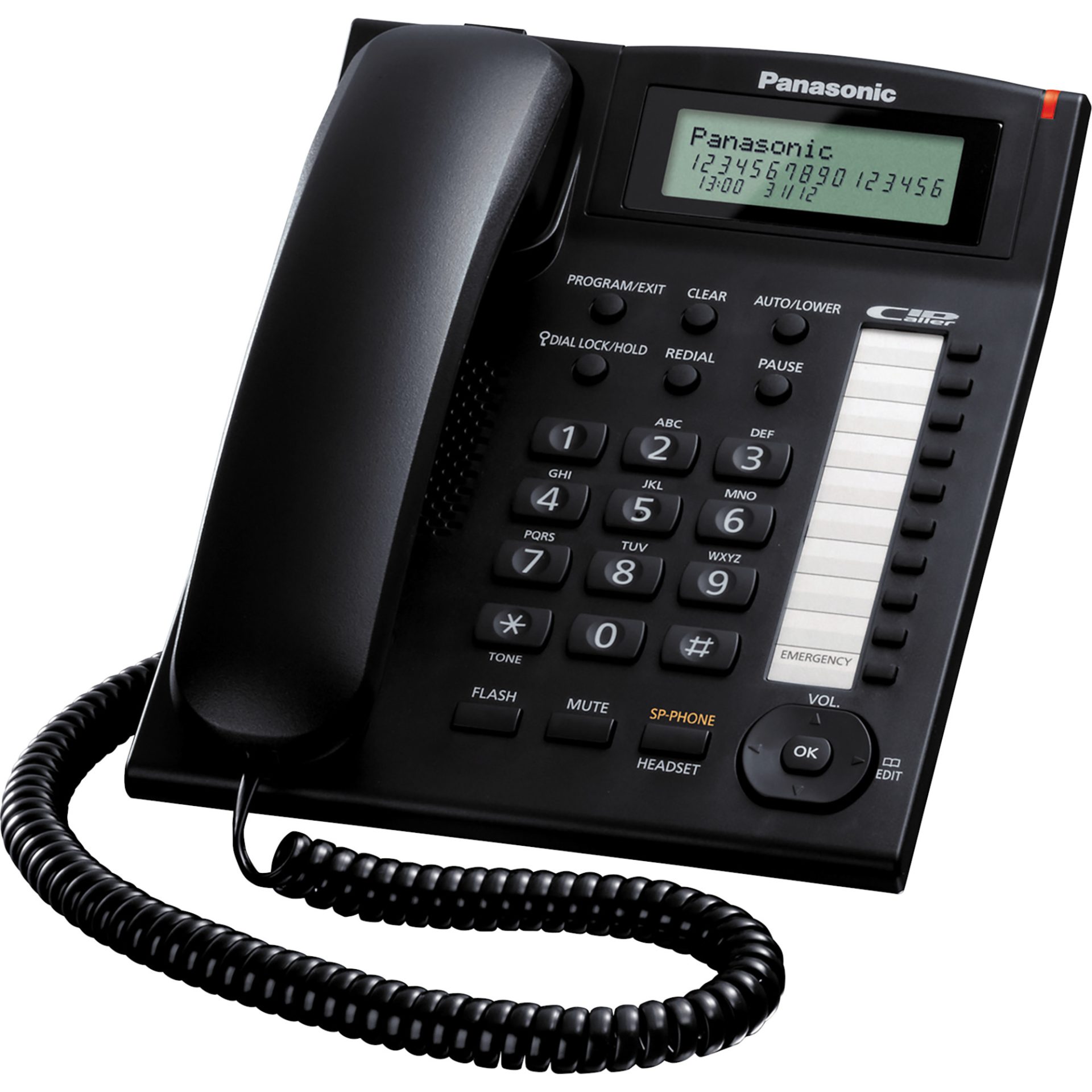 Panasonic KX-TS880 kabelový telefonní systém (pro zavěšení na zeď, opakované vytáčení, kompatibilita s ID volajícího), černá