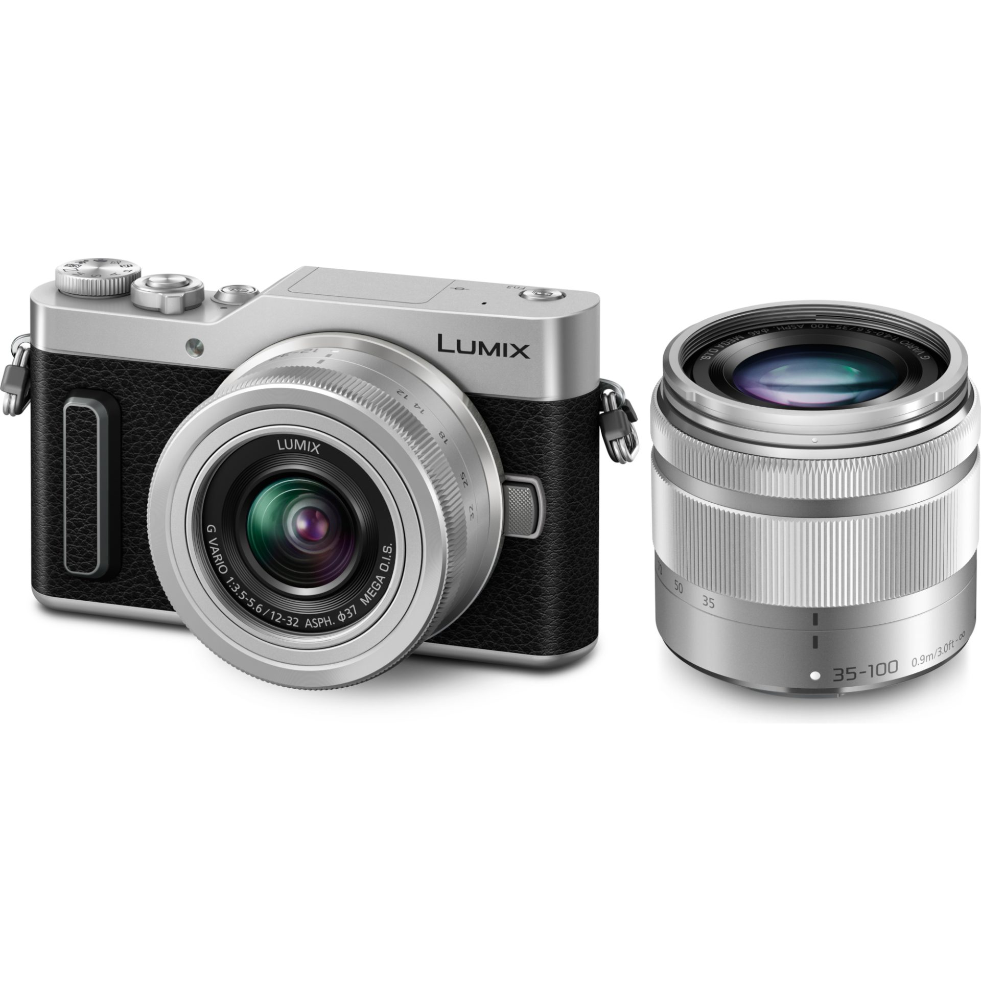 Panasonic DC-GX880W Lumix digitální fotoaparát pro blogery + H-FS12032 12-32mm, F3.5-5.6 + H-FS35100 35-100mm, F4.0-5.6 (4K fotografie, wi-fi), stříbr