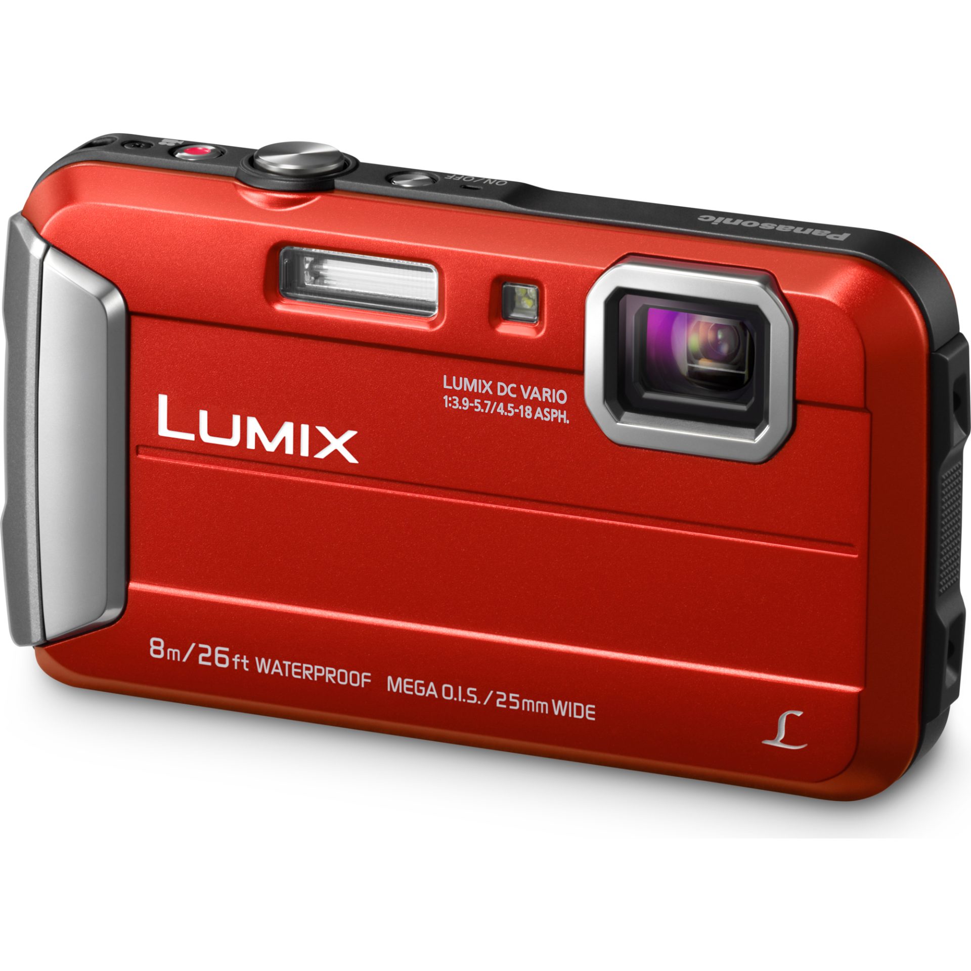 Panasonic DMC-FT30 Lumix kompaktní fotoaparát (vodotěsný až 8m, nárazuvzdorný a mrazuvzdorný, 220MB paměti, mega O.I.S., MP4 HD video), červená