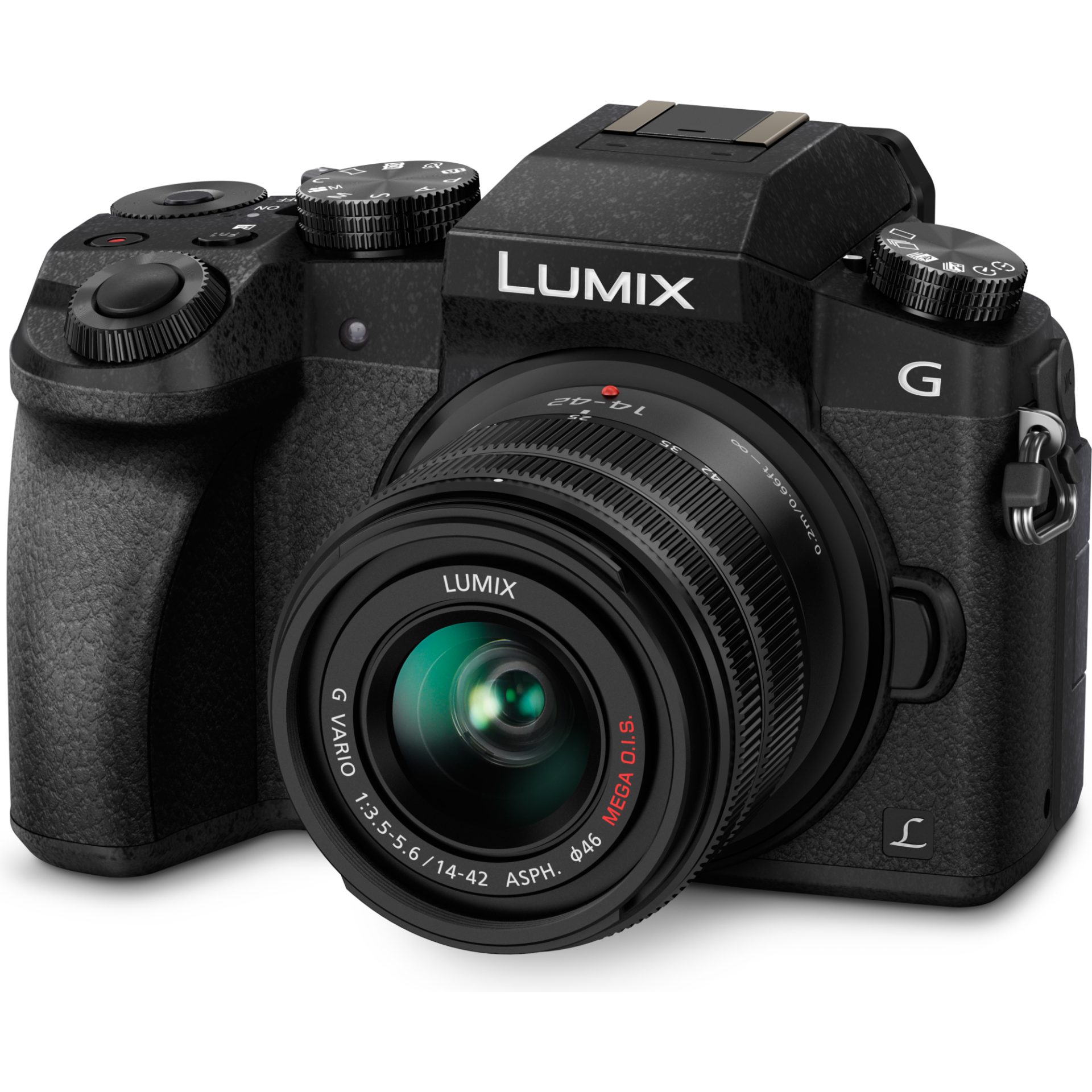 Panasonic DMC-G7K Lumix bezzrcadlový digitální fotoaparát + H-FS1442A 14-42mm, F3.5-5.6 (Live MOS 16MP, 4K, Post Focus, autofokus DFD, OLED LVF), čern