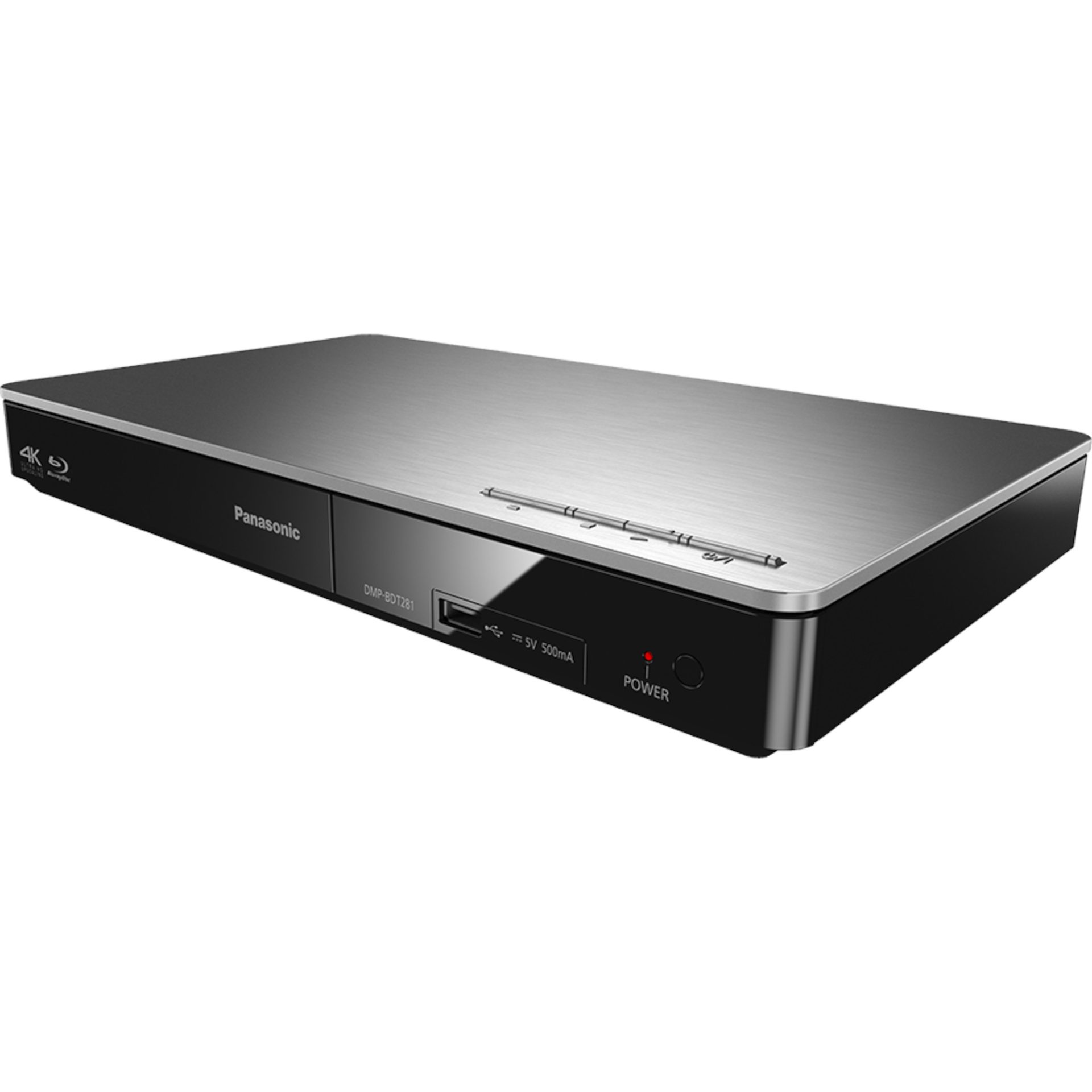 Panasonic DMP-BDT281 blu-ray přehrávač (4K, DLNA, Miracast, webové aplikace, podporované formáty: ALAC/DSD/Xvid/MKV/MP4/FLAC/WAV/MP3/AAC), stříbrná