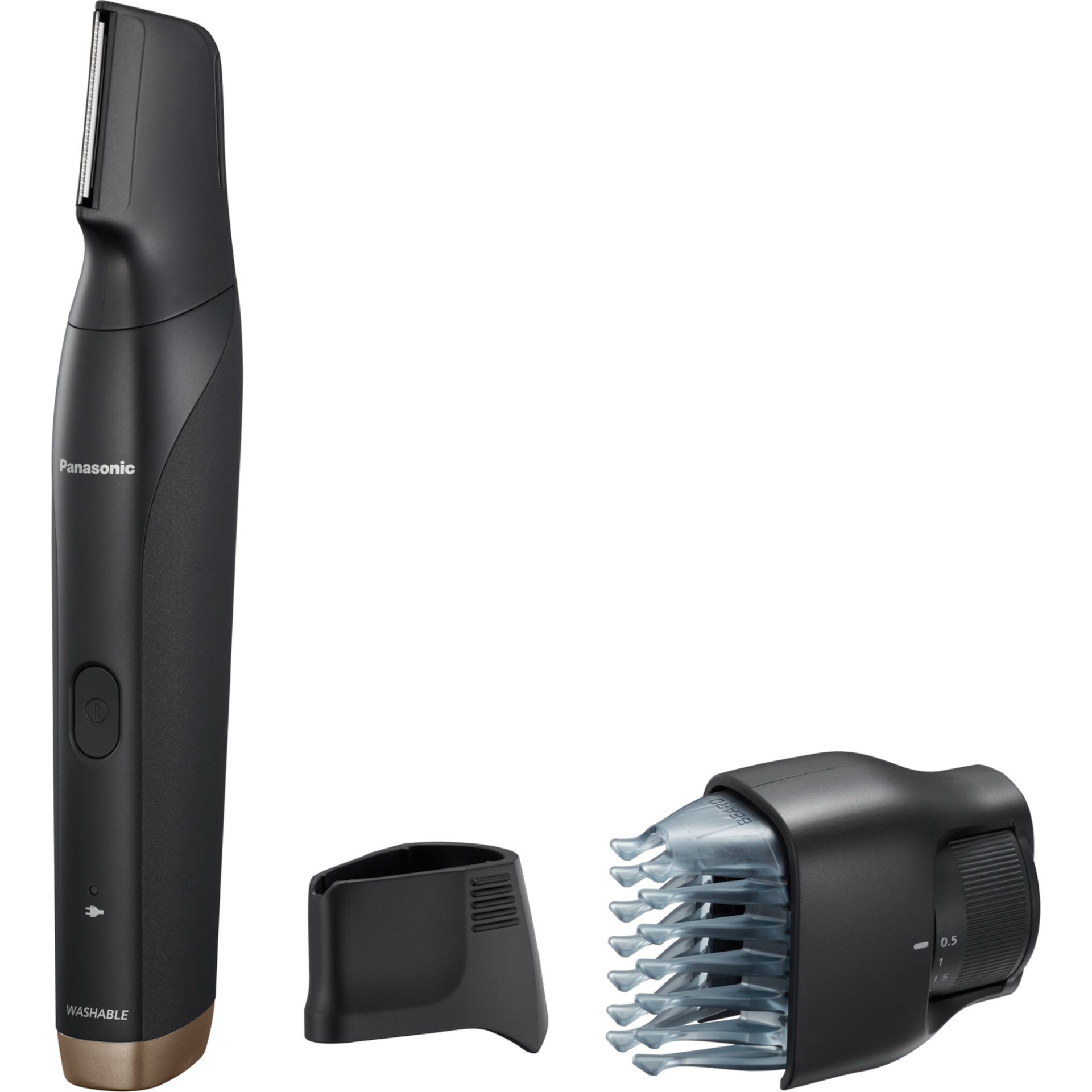 Panasonic ER-GD61 zastřihovač vlasů na obličej (20 nastavení délky v rozmezí 0,5-10 mm, hřebenový nástavec, omyvatelná pod vodou, nabíjení 1h), černá