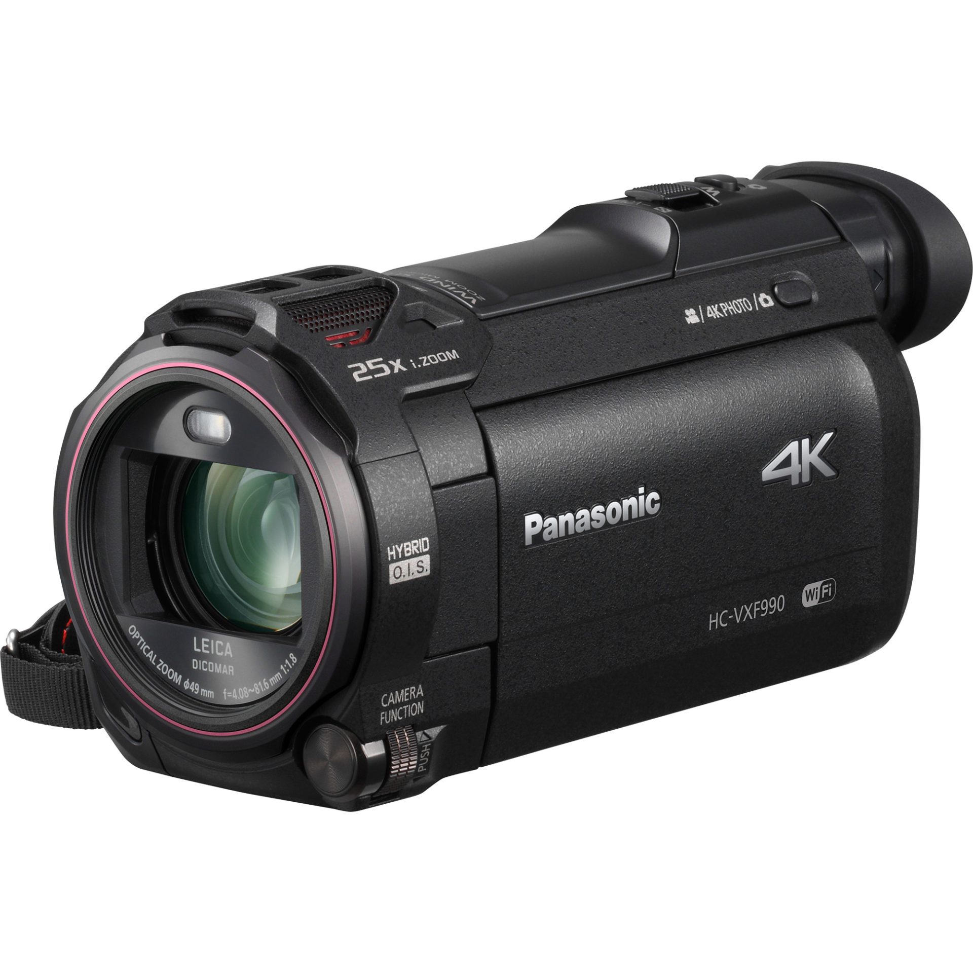 Panasonic HC-VXF990 4K Ultra HD kamera s bezdrátovou funkcí Multi kamery (objektiv LEICA, 8M snímač a procesor, EVF hledáček, Cinema Like Effect), čer