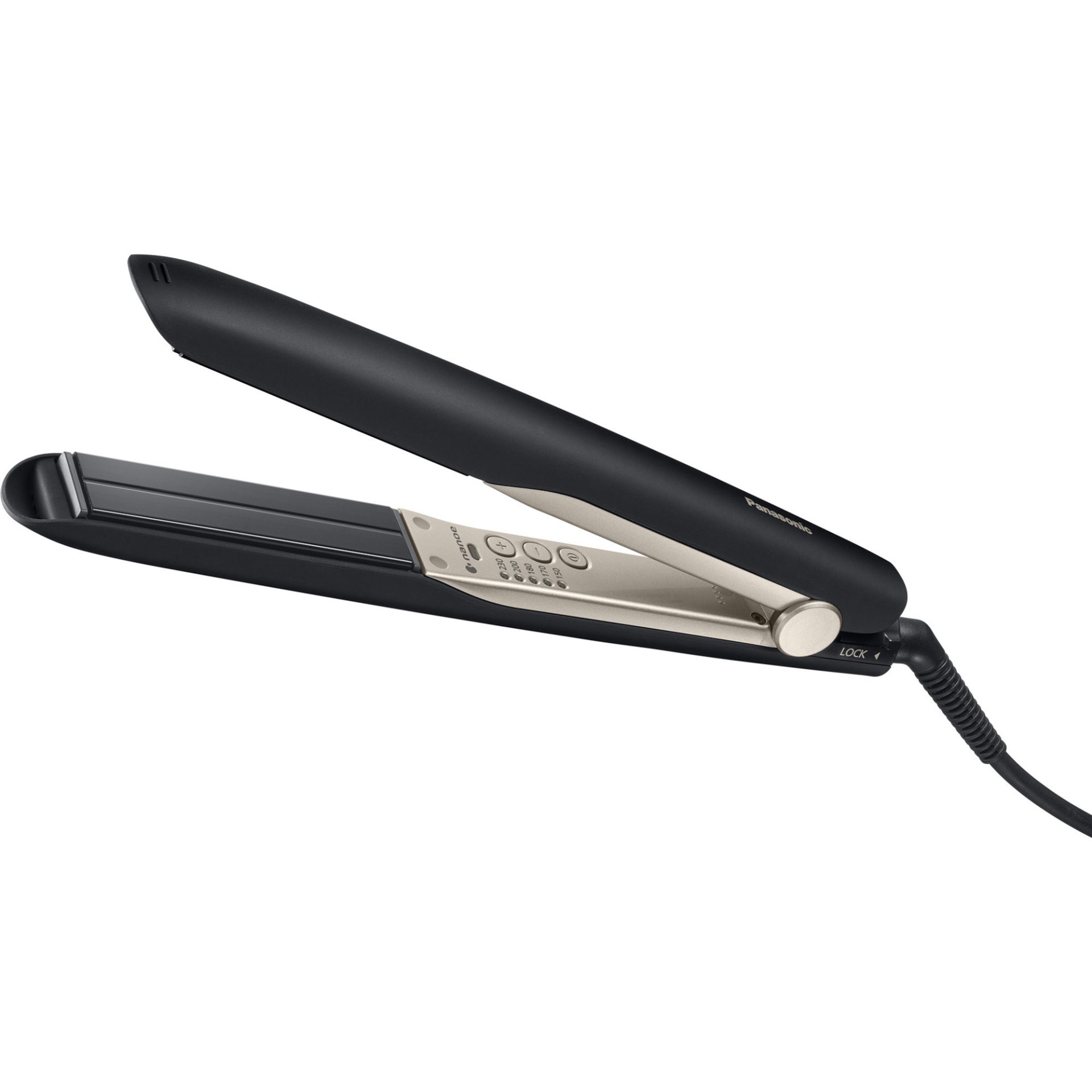 Panasonic EH-HS0E Nanoe™ vlasová žehlička na vlasy (inteligentní teplotní senzor, flexibilní 3D pohyblivé desky, rychlé zahřívání), černá