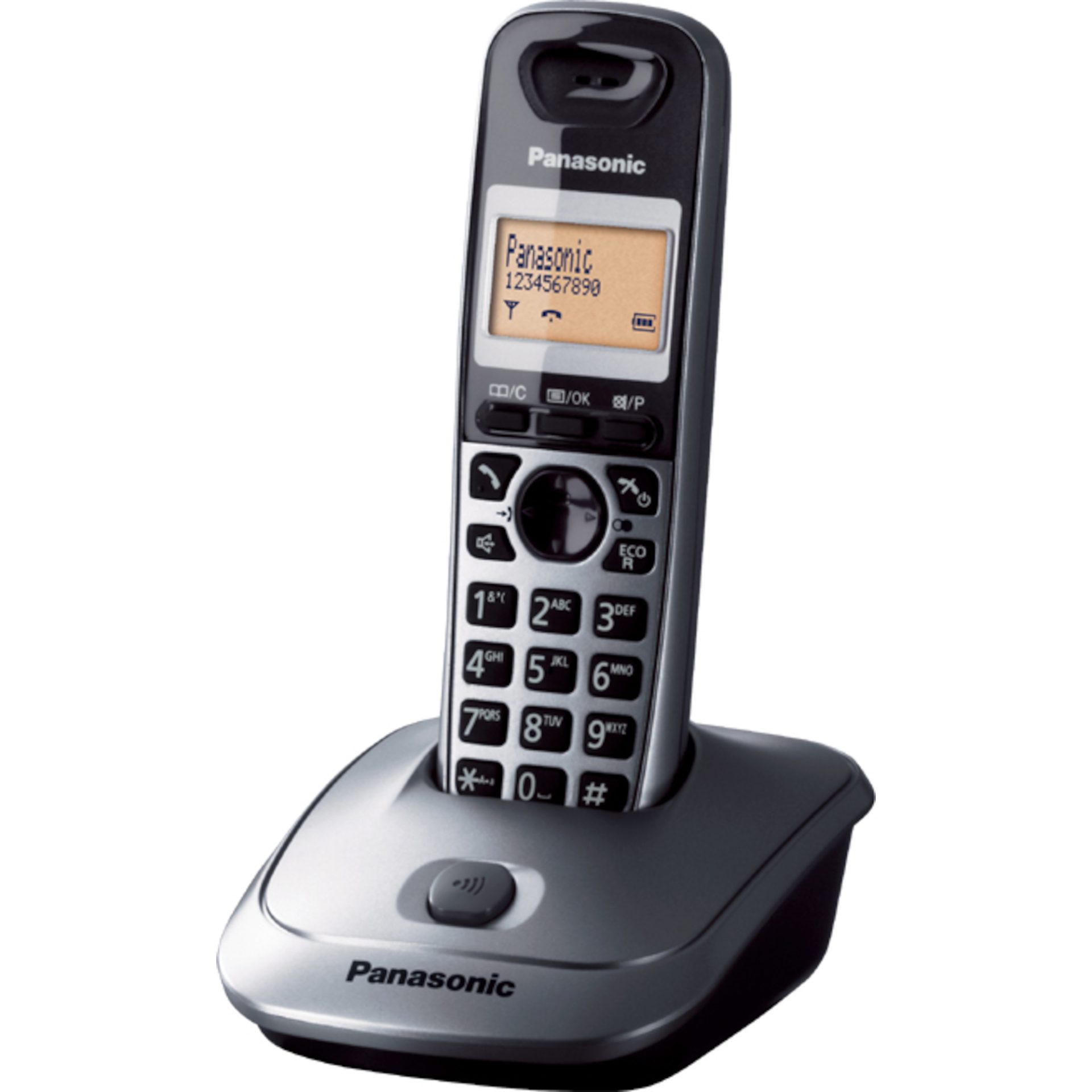Panasonic KX-TG2511 DECT bezdrátový telefon (vysoce kvalitní hovor bez rušení, podsvícený 1,4palcový LCD displej, hands-free), šedo-černý