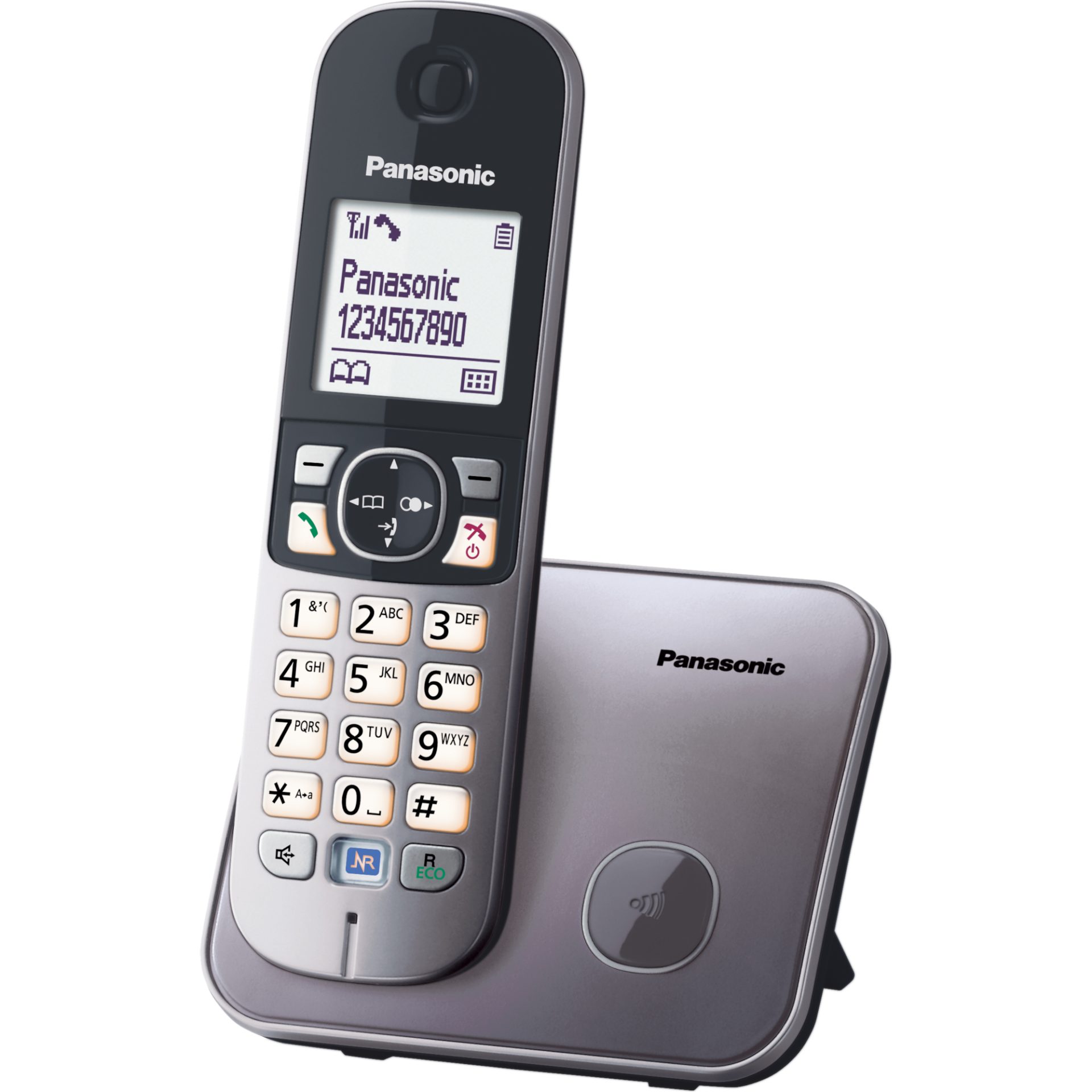 Panasonic KX-TG6811 digitální DECT telefon (redukce šumu, záložní baterie, telefonní seznam, filtrování hovorů), černá a šedá