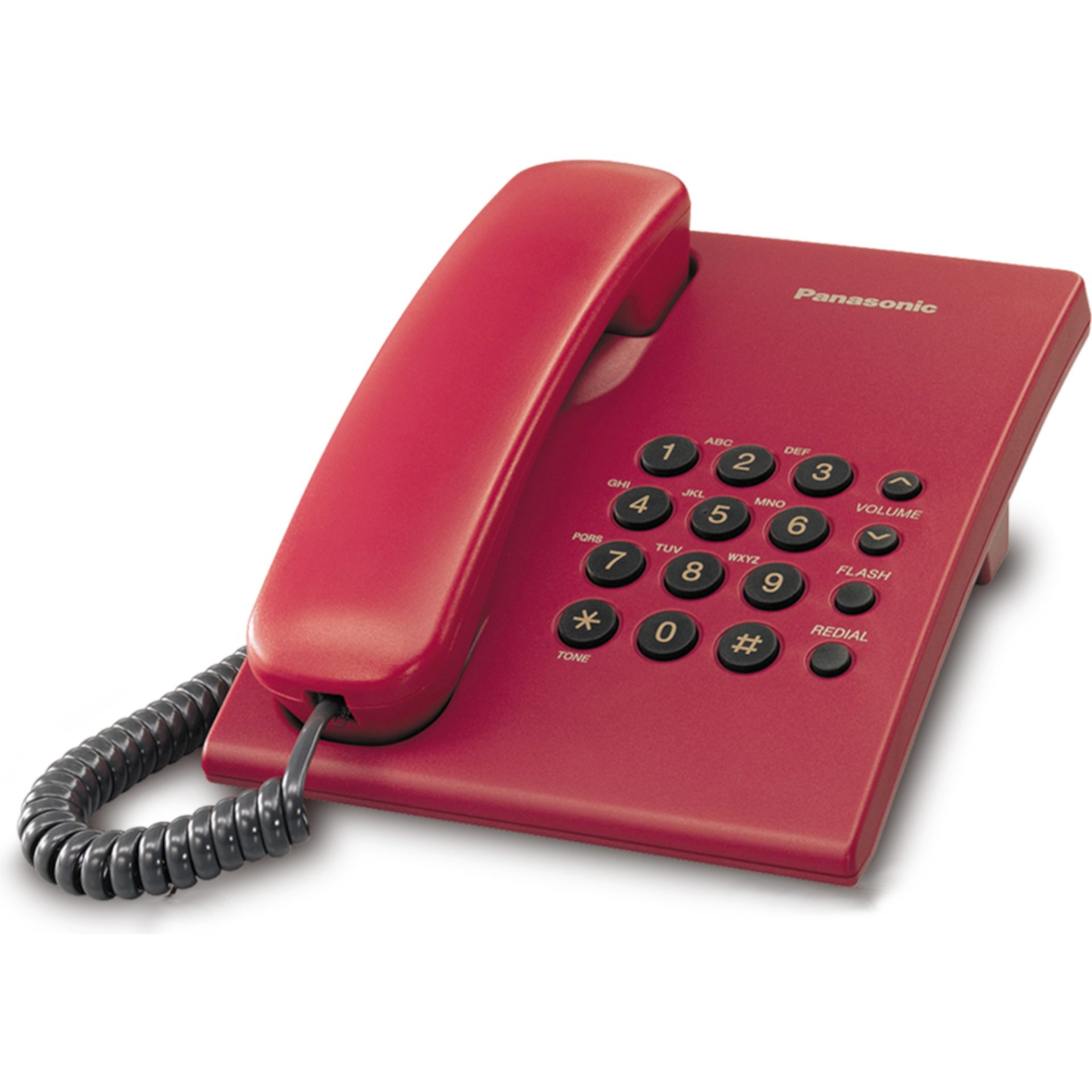 Panasonic KX-TS500 integrovaný telefonní systém (6stupňové ovládání hlasitosti sluchátek, kompatibilita se sluchadlem (HAC), červená