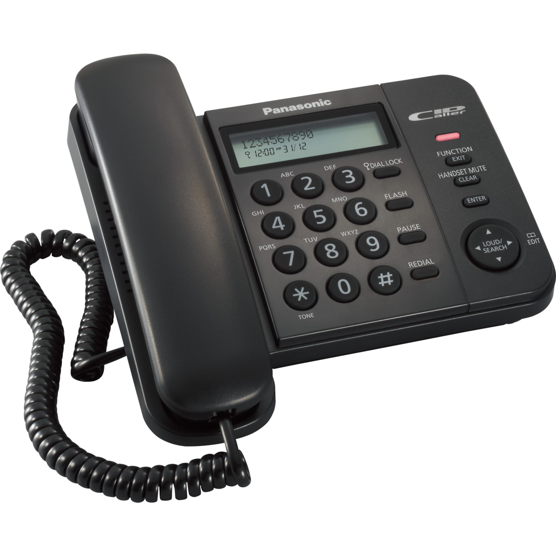 Panasonic KX-TS560 integrovaný telefonní systém (dvouřádkový LCD displej, telefonní seznam, kompatibilní s ID volajícího), černá