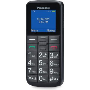 Panasonic KX-TU110 mobilní telefon pro seniory (prioritní hovory, jasný barevný TFT LCD displej, velká tlačítka, LED), černá