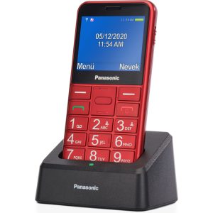 Panasonic KX-TU155 mobilní telefon pro seniory (prioritní hovory, přehledný 2,4" displej, podsvícená tlačítka, jasná LED svítilna), červená
