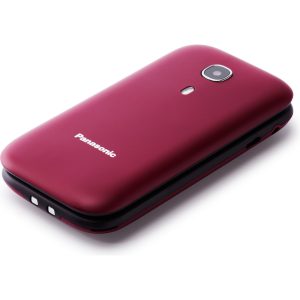 Panasonic KX-TU400 flip telefon pro seniory (snadné ovládání, hands-free prioritní hovory, dlouhá životnost baterie), červená
