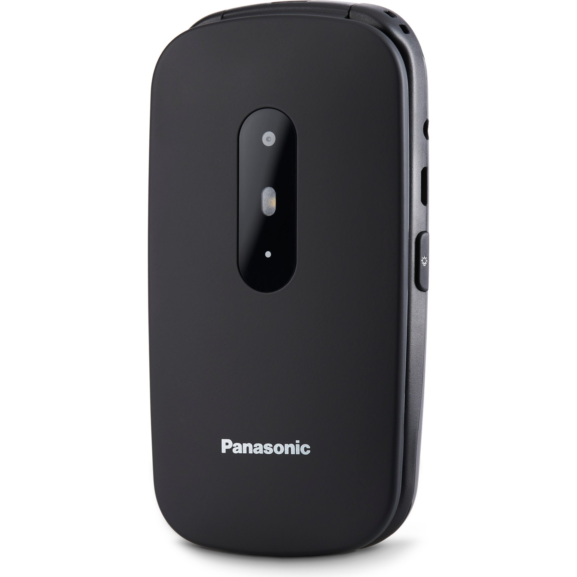 Panasonic KX-TU446 flip telefon pro seniory (prioritní hovory, podsvícená tlačítka, dlouhá výdrž baterie, odolnost proti nárazům), černá