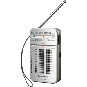Panasonic RF-P50 kapesní FM/AM rádio s digitálním tunerem (snadné a stabilní ladění, velké měřítko s knoflíkem, 5,7cm reproduktor, bateriové), stříbrné