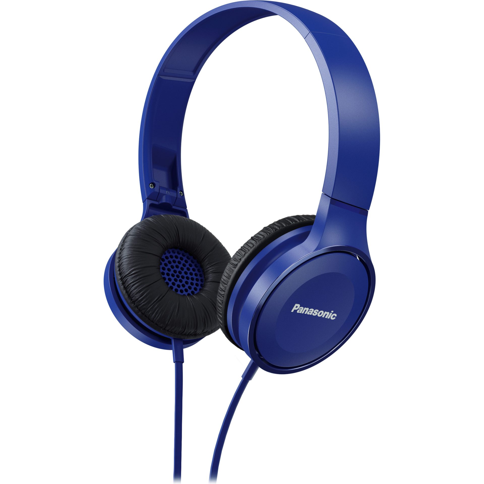 Panasonic RP-HF100 stylová kabelová sluchátka přes uši (30mm neodymový magnetický měniče, skládací dovnitř, pohodlný design), modrá