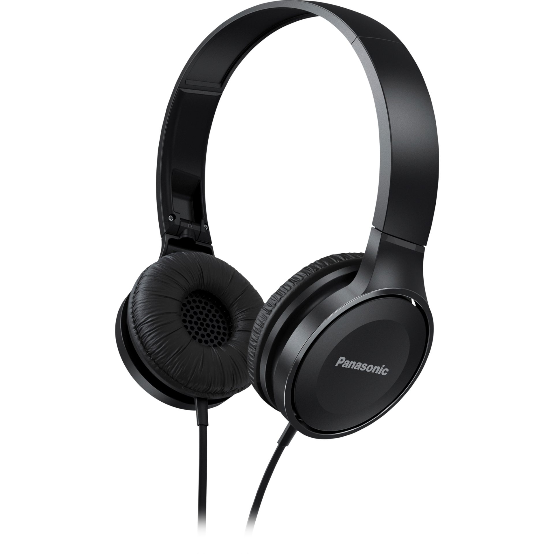 Panasonic RP-HF100 stylová kabelová sluchátka přes uši (30mm neodymový magnetický měniče, skládací dovnitř, pohodlný design),  černá