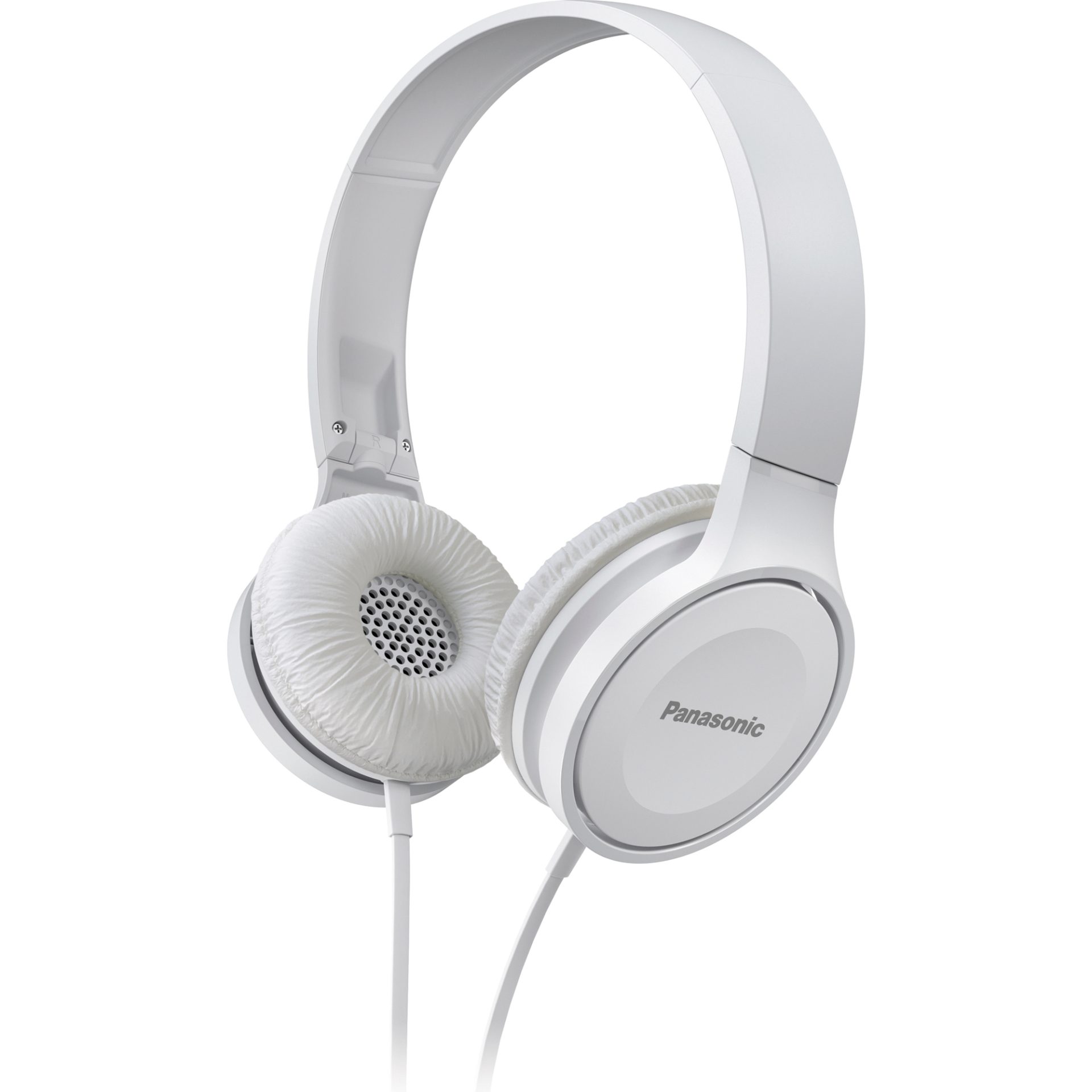 Panasonic RP-HF100 stylová kabelová sluchátka přes uši (30mm neodymový magnetický měniče, skládací dovnitř, pohodlný design),  bílá