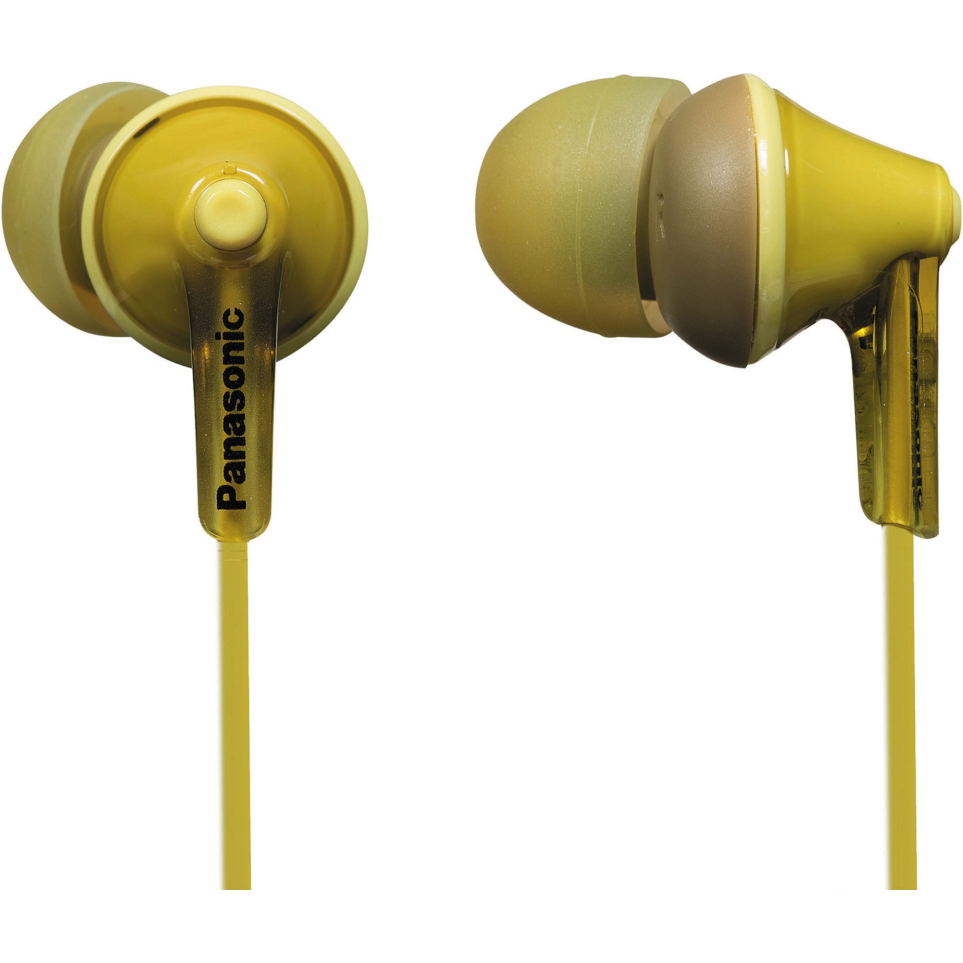 Panasonic RP-HJE125 kabelová sluchátka do uší (9mm měniče, design ErgoFit, 3 páry měkkých sluchátek, kabel délky 1,1m), žlutá