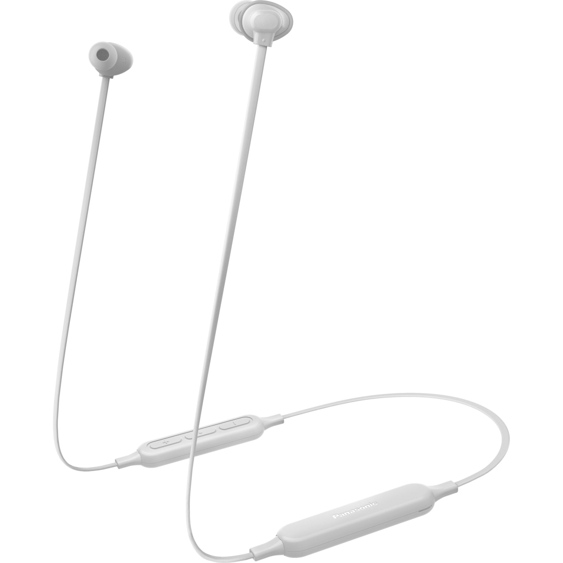 Panasonic RZ-NJ320 bezdrátová sluchátka Bluetooth do uší (ERGOFIT PLUS, Extra Bass System, rychlé nabíjení, 18h přehrávání, plochý kabel), bílá