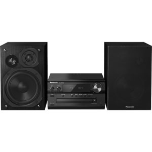 Panasonic SC-PMX90 stereo CD systém (120W, 3-cestný reproduktorový systém, široká kompatibilita, AUX-IN Auto Play, Bluetooth remastering), černá