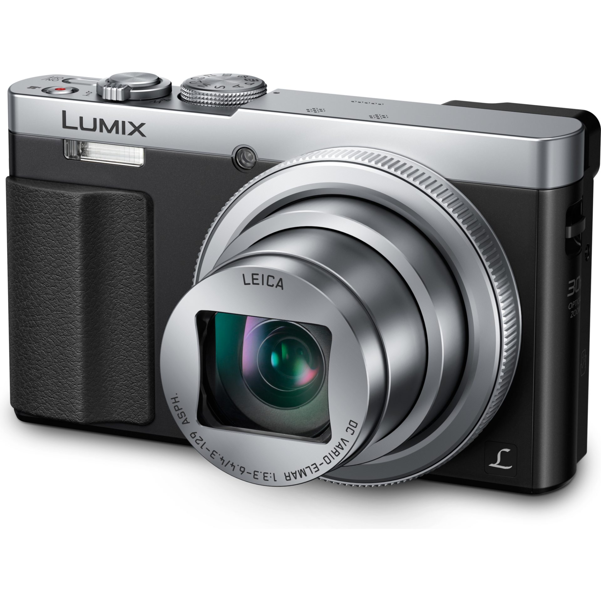 Panasonic DMC-TZ70 Lumix kompaktní fotoaparát s objektivem Leica DC Vario-Elmar 24mm (12.1MP MOS senzor, 30x zoom, LVF hledáček, Full HD video), stříb
