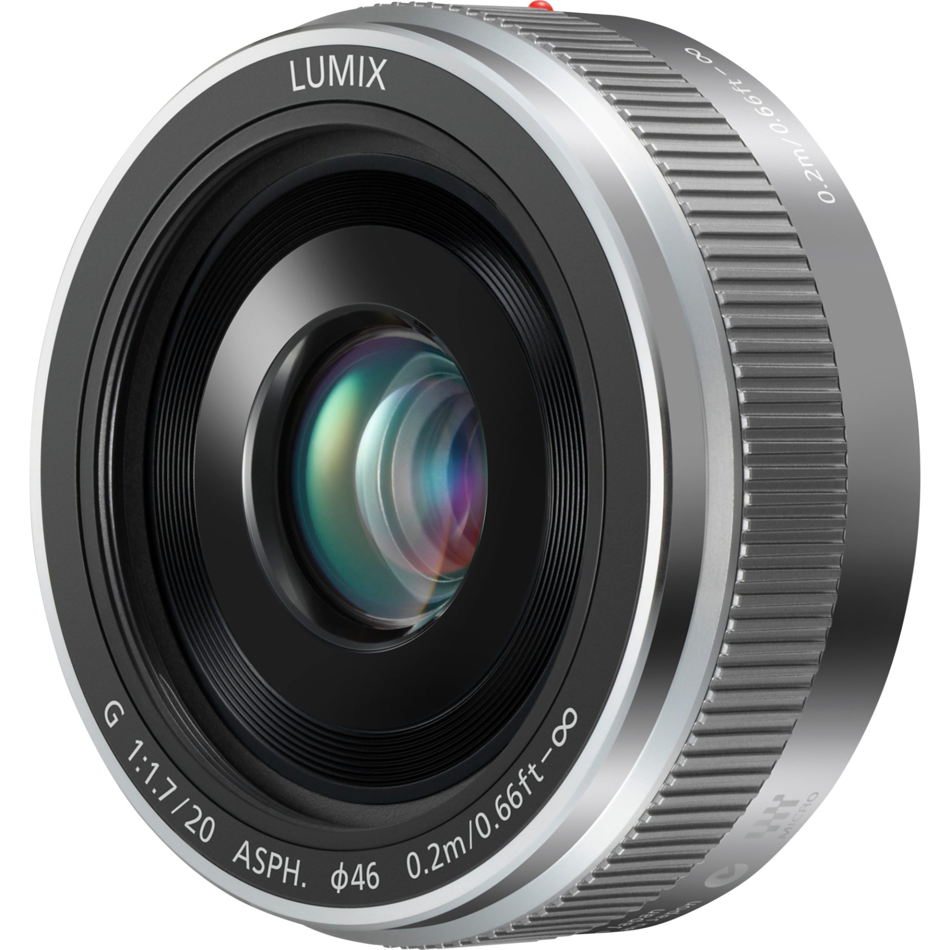 Panasonic H-H020 LUMIX G širokoúhlý objektiv s pevnou ohniskovou vzdáleností (20mm (40mm ekv.kinofilmu), clona F1.7, filtr 46mm, micro 4/3), stříbrná
