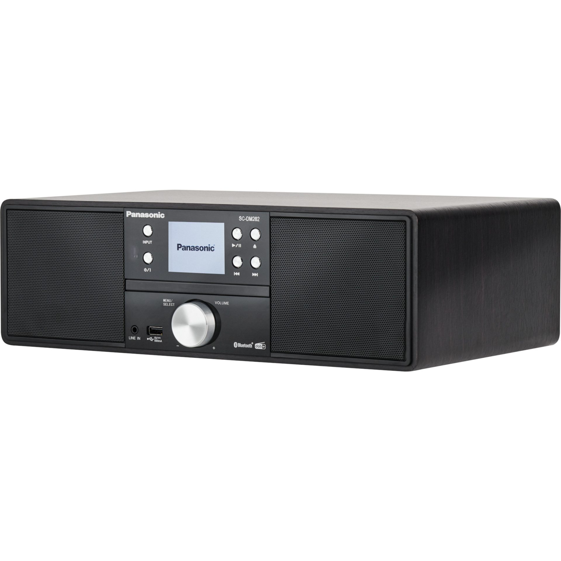 Panasonic SC-DM202 univerzální stereo systém s CD přehrávačem (DAB+, FM, výkonný zvuk 24W, bassreflexové pouzdro, Bluetooth, 2,4\