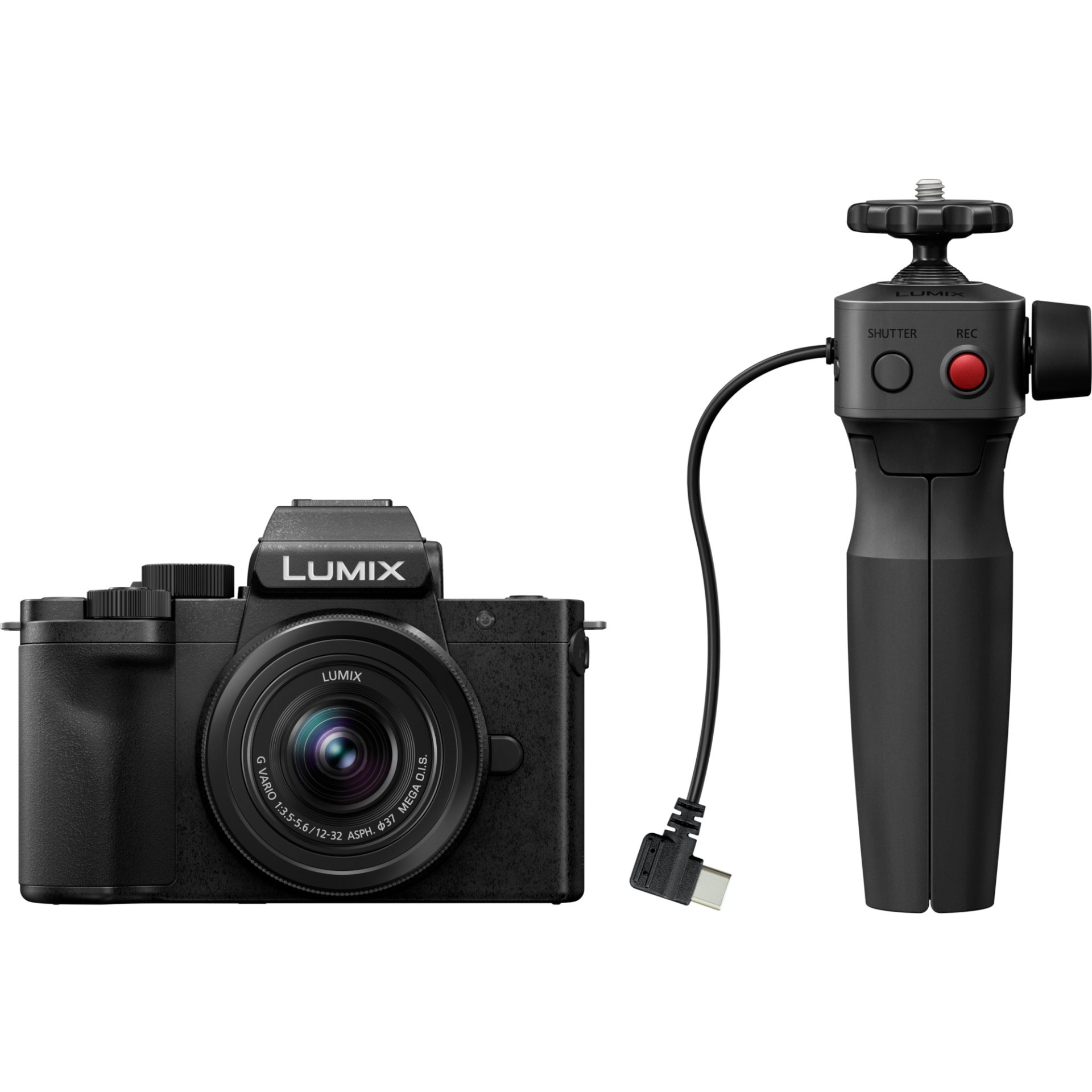 Panasonic DC-G100DV Lumix fotoaparát pro vlogery: tělo DC-G100D + H-FS12032 12-32mm, objektiv F3,5-5,6 + stativ DMW-SHGR2 (4K/30p a FHD/60p, USB typ C
